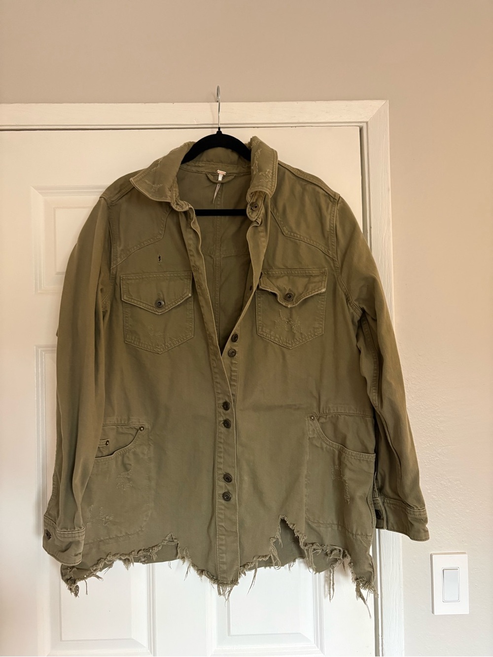 Free People Distressed Military Jacket